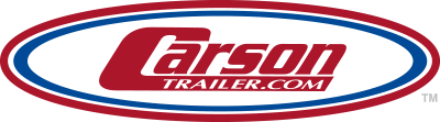 A red white and blue logo for the larson trailer company.