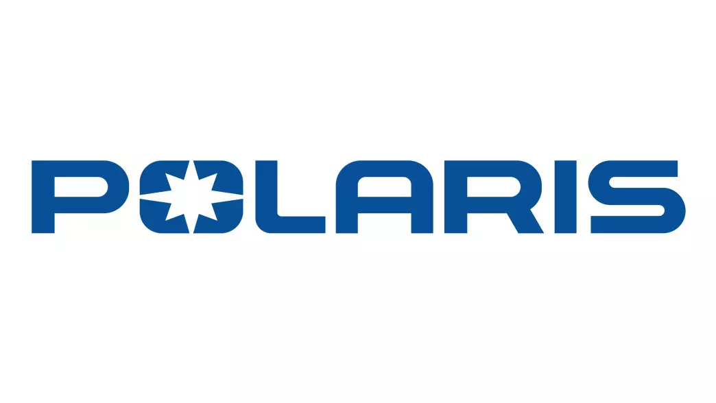 A blue and white logo of polaris